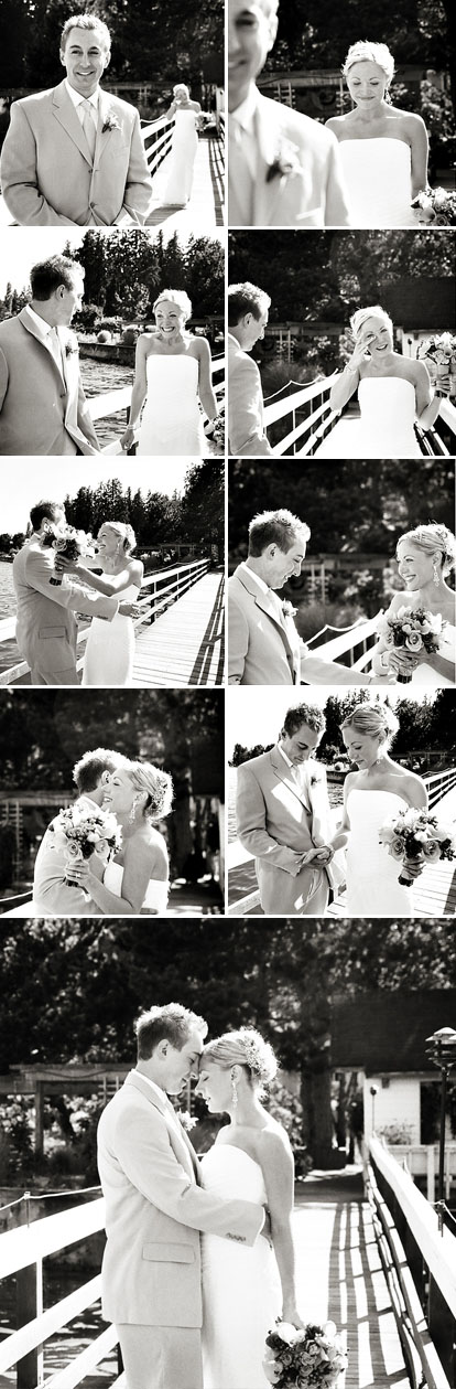 The bride and groom's first look, seeing eachother before the wedding, image by Laurel McConnell Photography The bride and groom's first look, seeing eachother before the wedding, image by Laurel McConnell Photography