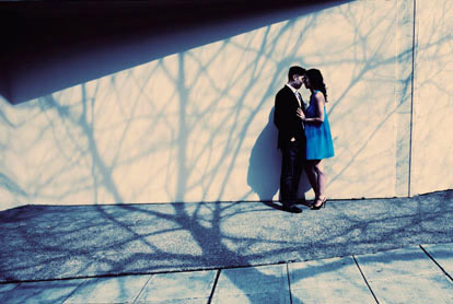Engagement portrait with dramatic tree shadows by John and Joseph Photography Engagement portrait with dramatic tree shadows by John and Joseph Photography