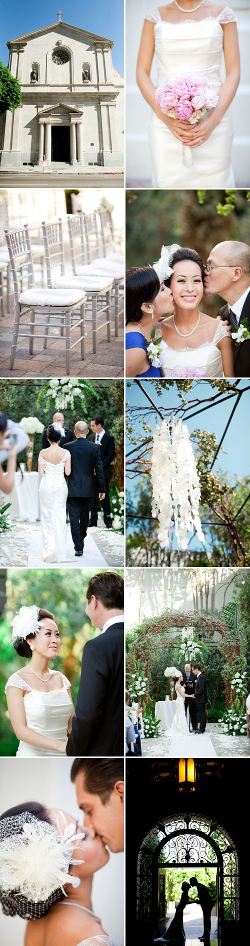 pretty cream, charcoal gray and silver Los Angeles real wedding at Vibiana, photo by Caroline Tran pretty cream, charcoal gray and silver Los Angeles real wedding at Vibiana, photo by Caroline Tran