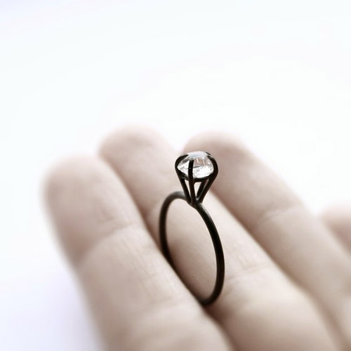 alternative wedding ring from MITRA Jewelry - Herkimer diamond in an oxidized sterling silver setting alternative wedding ring from MITRA Jewelry - Herkimer diamond in an oxidized sterling silver setting