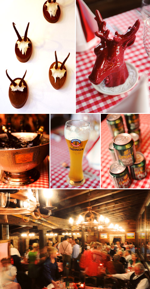 Bavarian wedding rehearsal dinner at Suvretta House in St. Moritz, Switzerland, red and white gingham decor Bavarian wedding rehearsal dinner at Suvretta House in St. Moritz, Switzerland, red and white gingham decor
