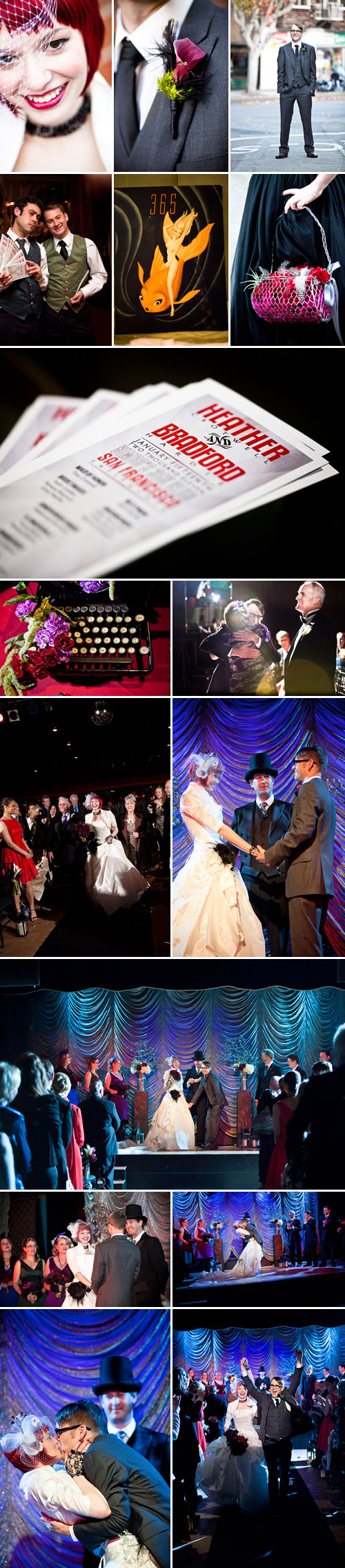 Vaudeville and burlesque inspired wedding at Bimbo's 365 Club in San Francisco, California, photographed by Jules Bianchi Vaudeville and burlesque inspired wedding at Bimbo's 365 Club in San Francisco, California, photographed by Jules Bianchi