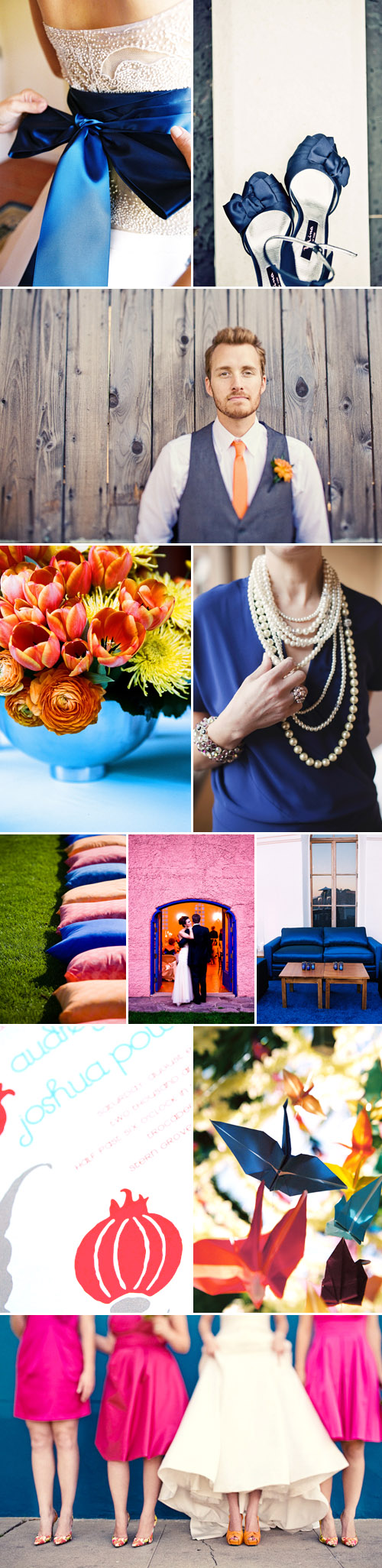 vibrant blue, orange and pink wedding color palette inspiration board vibrant blue, orange and pink wedding color palette inspiration board
