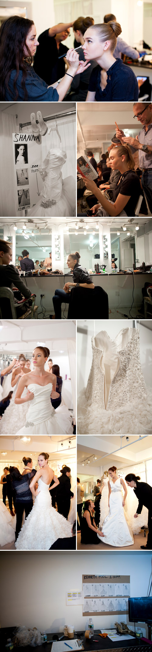 backstage photos at Kenneth Pool wedding fashion show during NYC bridal market 2011, photos by Merri Cyr and Mark Walker of Merri Cyr Weddings backstage photos at Kenneth Pool wedding fashion show during NYC bridal market 2011, photos by Merri Cyr and Mark Walker of Merri Cyr Weddings