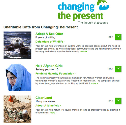 charitable wedding registries from Changing the Present charitable wedding registries from Changing the Present
