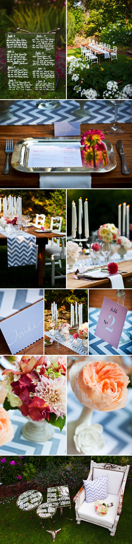 blue and white chevron print wedding decor, garden wedding ideas and inspiration shoot at Charlottesville, Virginia's Clifton Inn, photos by Holland Photo Arts blue and white chevron print wedding decor, garden wedding ideas and inspiration shoot at Charlottesville, Virginia's Clifton Inn, photos by Holland Photo Arts