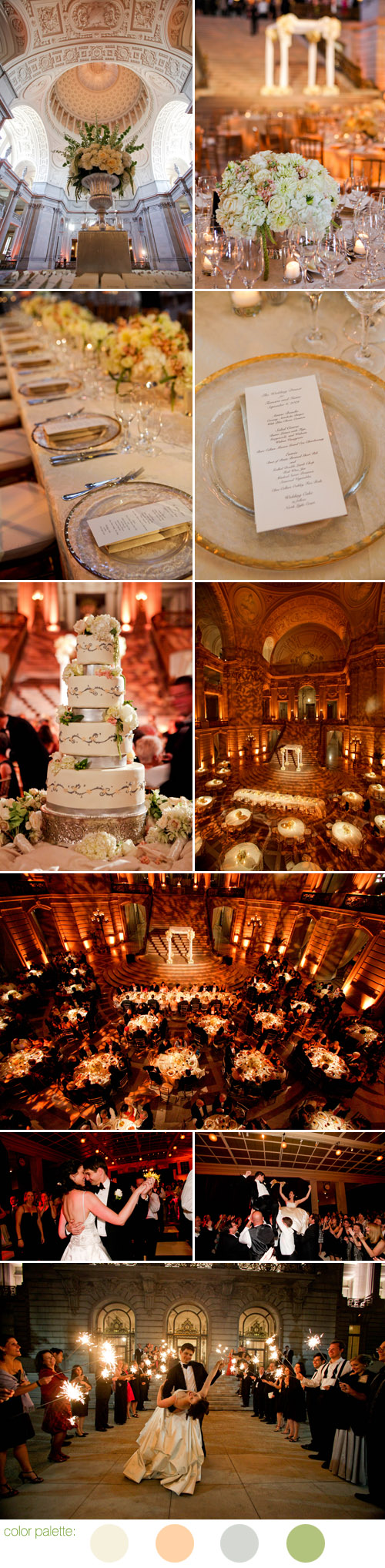 classic and elegant black tie wedding at San Francisco City Hall, ivory, silver, peach and sage green Art Deco wedding decor, photos by Michelle Walker Photography classic and elegant black tie wedding at San Francisco City Hall, ivory, silver, peach and sage green Art Deco wedding decor, photos by Michelle Walker Photography
