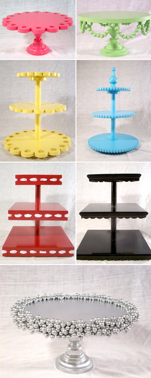 colorful wedding cake stands by Olivia Dru - Delightfully Lovely on Etsy.com via JunebugWeddings.com colorful wedding cake stands by Olivia Dru - Delightfully Lovely on Etsy.com via JunebugWeddings.com