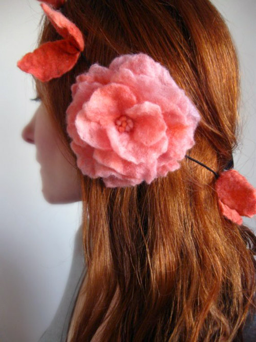 felt bridal hair accessories, red and pink felt hair flowers by Crafts2Cherish on Etsy.com felt bridal hair accessories, red and pink felt hair flowers by Crafts2Cherish on Etsy.com