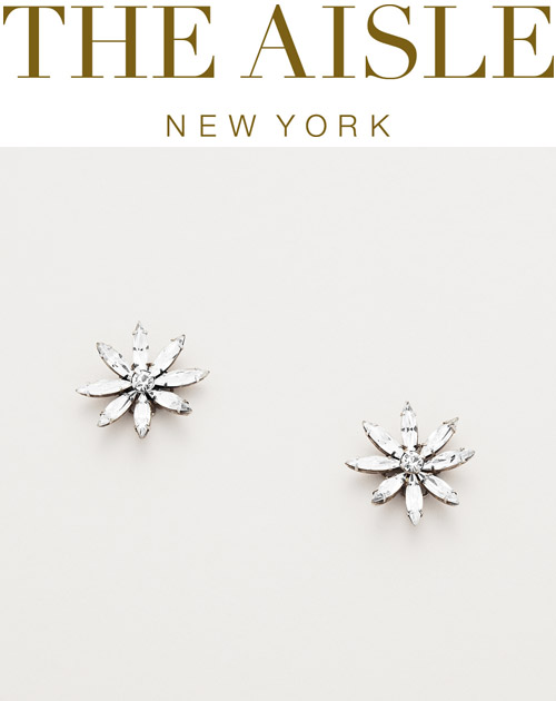 Swarovski crystal flower earrings, wedding accessories by Janis Savitt at The Aisle New York Swarovski crystal flower earrings, wedding accessories by Janis Savitt at The Aisle New York