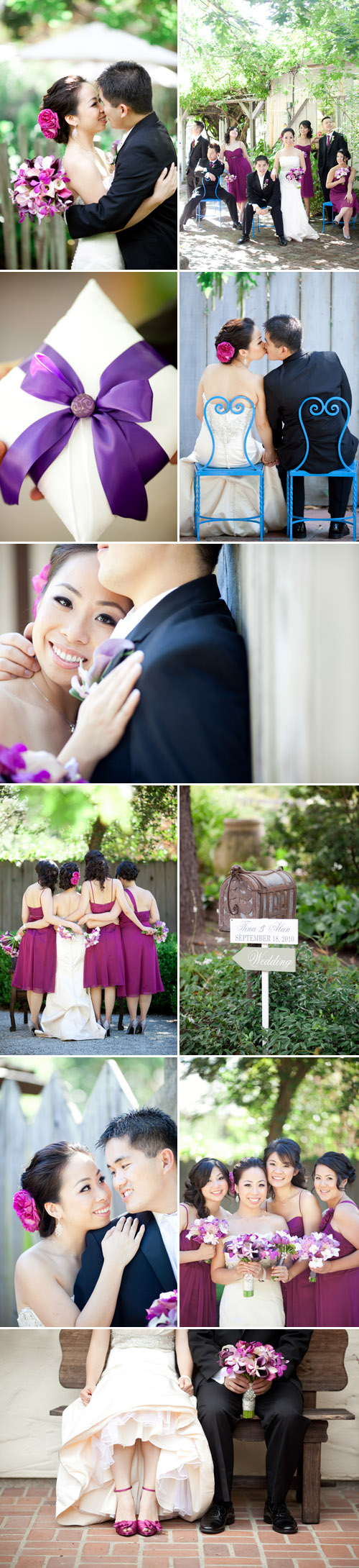 fuchsia, pink, purple and ivory wedding at the Allied Arts Guild in Menlo Park, California, photo by Caroline Tran Photographer fuchsia, pink, purple and ivory wedding at the Allied Arts Guild in Menlo Park, California, photo by Caroline Tran Photographer