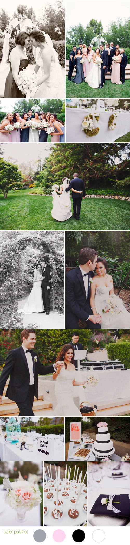 blush pink, dove gray, black and white Great Gatsby and Coco Chanel inspired wedding at Maravilla Gardens, California, photos by Christine Farah Photography blush pink, dove gray, black and white Great Gatsby and Coco Chanel inspired wedding at Maravilla Gardens, California, photos by Christine Farah Photography