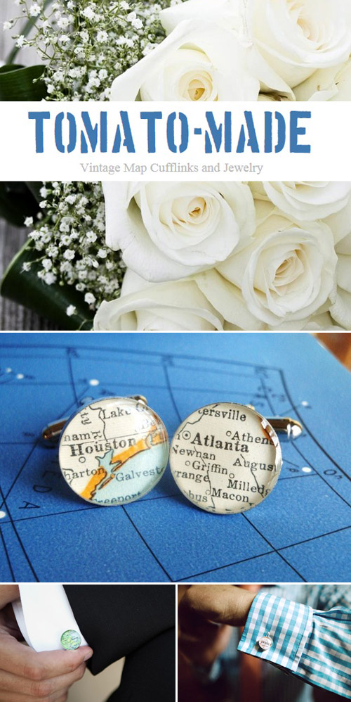 handmade custom map cuff links for grooms and groomsmen from Tomato-Made handmade custom map cuff links for grooms and groomsmen from Tomato-Made