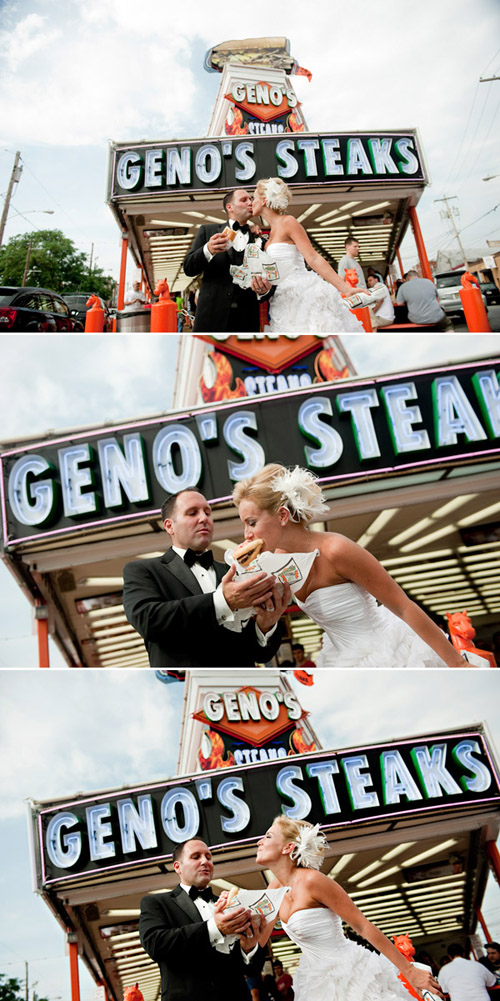 Philadelphia wedding photos with Geno's Philly cheese-steaks Philadelphia wedding photos with Geno's Philly cheese-steaks