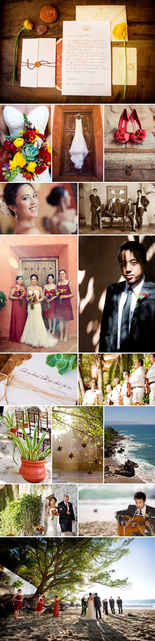 destination wedding at Villa Estrella Mar in Puerto Vallarta, Mexico, poppy, marigold and sangria red wedding color palette, photos by KLK Photography destination wedding at Villa Estrella Mar in Puerto Vallarta, Mexico, poppy, marigold and sangria red wedding color palette, photos by KLK Photography