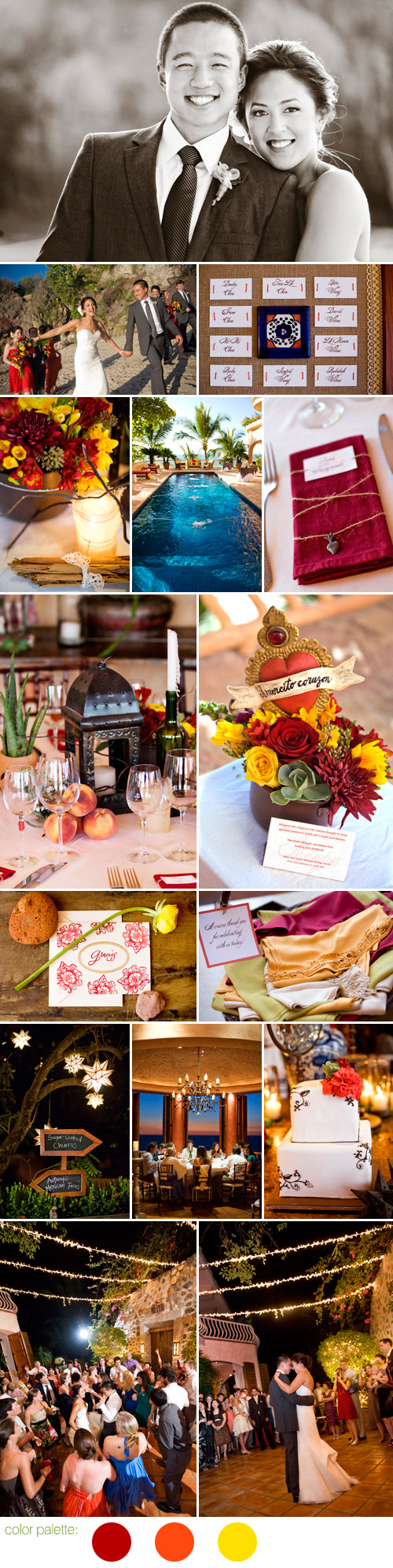 destination wedding at Villa Estrella Mar in Puerto Vallarta, Mexico, poppy, marigold and sangria red wedding color palette, photos by KLK Photography destination wedding at Villa Estrella Mar in Puerto Vallarta, Mexico, poppy, marigold and sangria red wedding color palette, photos by KLK Photography