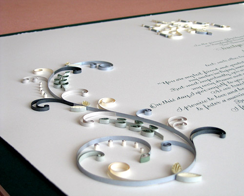 quilled mariage certificates by Ann Martin of All Things Paper, rolled paper art for weddings quilled mariage certificates by Ann Martin of All Things Paper, rolled paper art for weddings