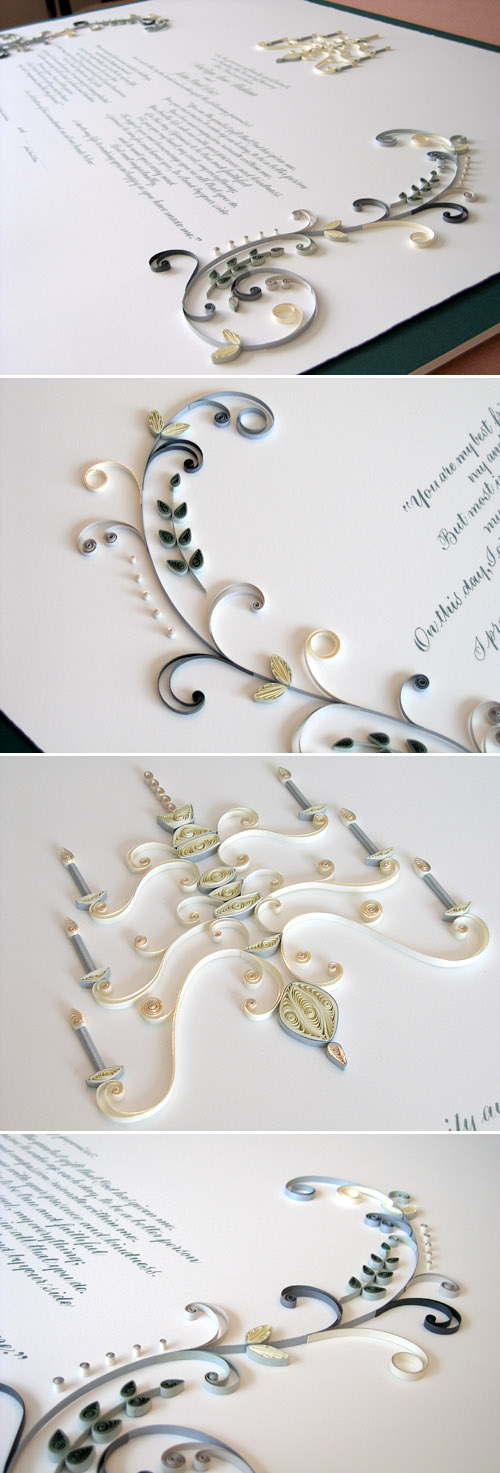 quilled mariage certificates by Ann Martin of All Things Paper, rolled paper art for weddings quilled mariage certificates by Ann Martin of All Things Paper, rolled paper art for weddings