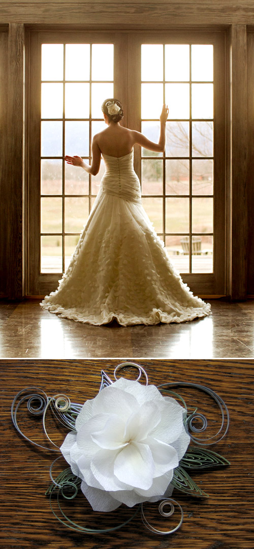 quilled bridal hair accessory by Ann Martin of All Things Paper, wedding day photo by Jeff Greenough Photographers quilled bridal hair accessory by Ann Martin of All Things Paper, wedding day photo by Jeff Greenough Photographers