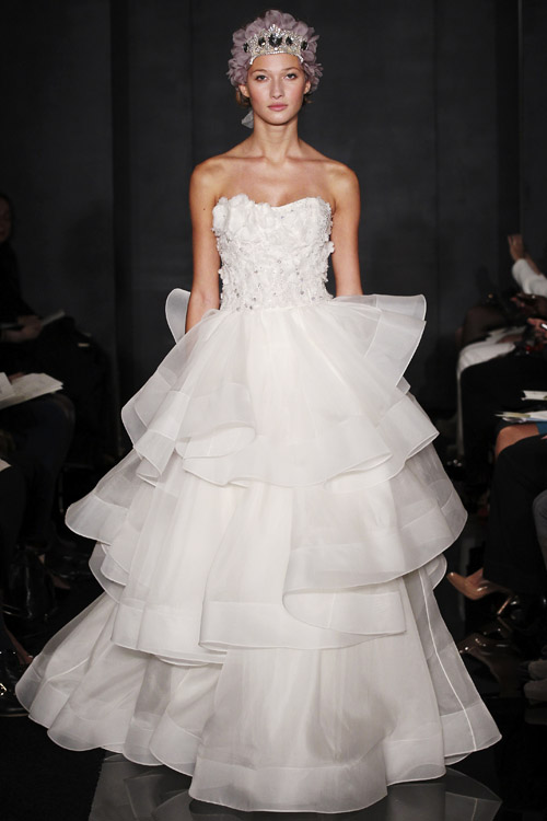 dramatic high fashion wedding dresses from Reem Acra Fall 2012 bridal collection dramatic high fashion wedding dresses from Reem Acra Fall 2012 bridal collection
