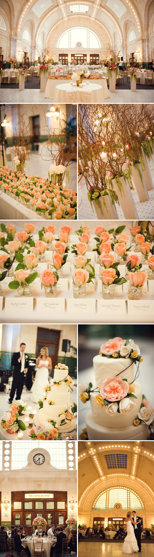 romantic ivory, gold, champagne and peach wedding floral decor at Union Station, Seattle, photos by Stephanie Cristalli Photography romantic ivory, gold, champagne and peach wedding floral decor at Union Station, Seattle, photos by Stephanie Cristalli Photography