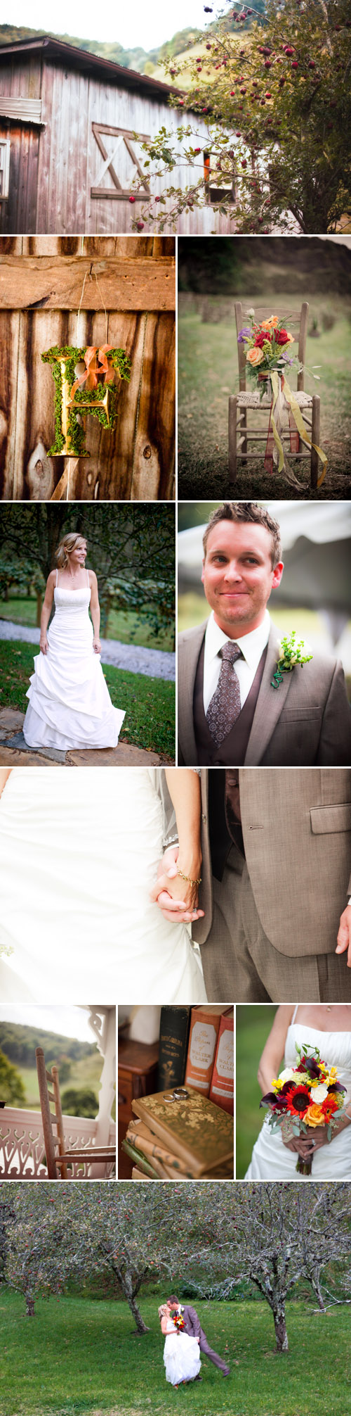 rustic fall colors apple orchard wedding at Old Orchard Creek in Lansing, North Carolina, wedding photos by Jeremie Barlow Photography rustic fall colors apple orchard wedding at Old Orchard Creek in Lansing, North Carolina, wedding photos by Jeremie Barlow Photography
