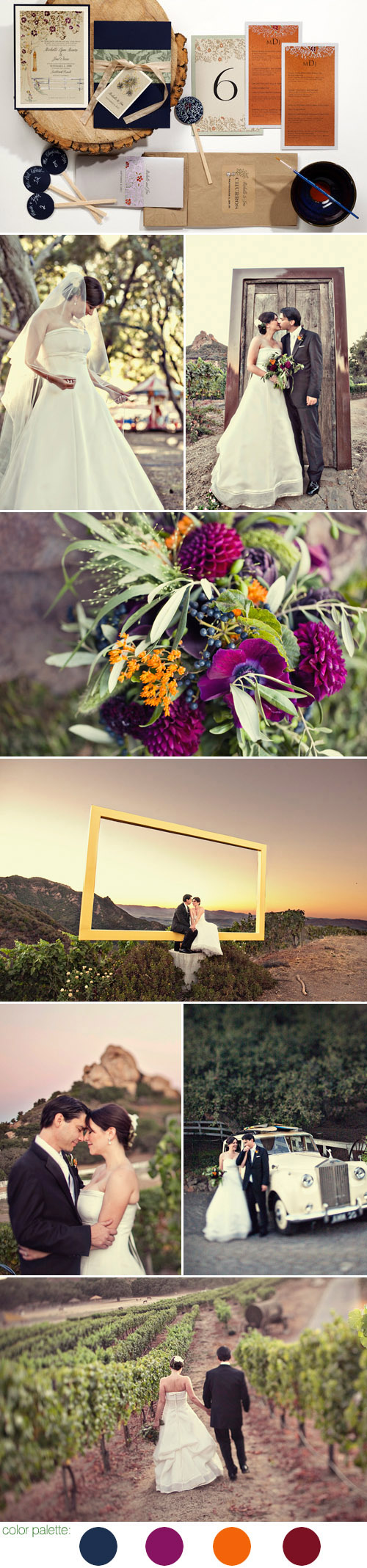 rustic elegant wedding at Saddlerock Ranch in Malibu, California, outdoor wedding, navy, burgundy, fuchsia and orange wedding colors, photos by Joy Marie Photography rustic elegant wedding at Saddlerock Ranch in Malibu, California, outdoor wedding, navy, burgundy, fuchsia and orange wedding colors, photos by Joy Marie Photography