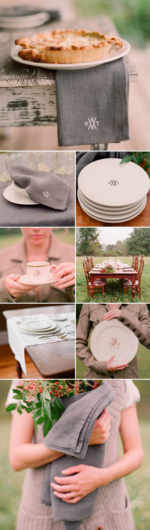 monogrammed fine china and stoneware, wedding gifts and wedding registry from Sarah Drake, images by Elizabeth Messina monogrammed fine china and stoneware, wedding gifts and wedding registry from Sarah Drake, images by Elizabeth Messina