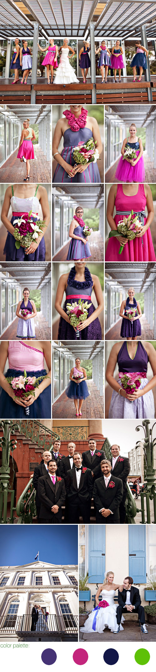 backyard garden wedding on Shem Creek in Mt. Pleasant, South Carolina, purple, fuchsia, navy and lime green wedding color palette, photography by Caroline Ghetes backyard garden wedding on Shem Creek in Mt. Pleasant, South Carolina, purple, fuchsia, navy and lime green wedding color palette, photography by Caroline Ghetes