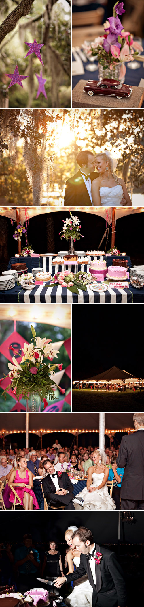 backyard garden wedding on Shem Creek in Mt. Pleasant, South Carolina, purple, fuchsia, navy and lime green wedding color palette, photography by Caroline Ghetes backyard garden wedding on Shem Creek in Mt. Pleasant, South Carolina, purple, fuchsia, navy and lime green wedding color palette, photography by Caroline Ghetes