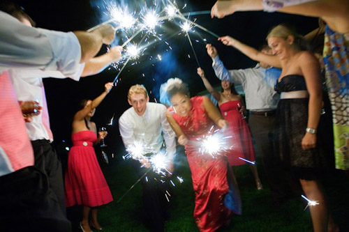wedding reception exit with sparklers photo by GH Kim Photography wedding reception exit with sparklers photo by GH Kim Photography