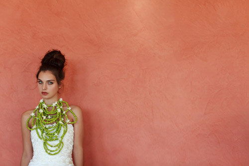 organic green hypericum berry necklace from Junebug Weddings Floral Fashion Report, designed by Eddie Zaratsian of tic tock Couture Florals, photography by Apertura organic green hypericum berry necklace from Junebug Weddings Floral Fashion Report, designed by Eddie Zaratsian of tic tock Couture Florals, photography by Apertura