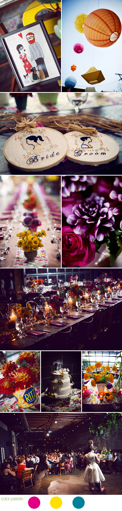 vintage handmade wedding at The Smog Shoppe in Los Angeles, California, teal, yellow and magenta wedding color ideas, photos by top LA wedding photographers Duke Photography vintage handmade wedding at The Smog Shoppe in Los Angeles, California, teal, yellow and magenta wedding color ideas, photos by top LA wedding photographers Duke Photography