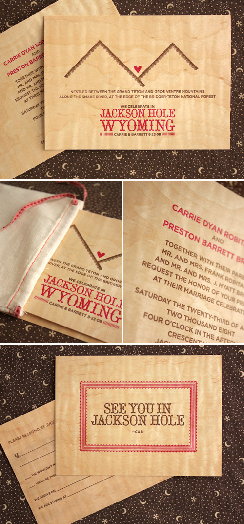 creative and unique wood wedding invitations and save the dates, from Bird and Banner creative and unique wood wedding invitations and save the dates, from Bird and Banner