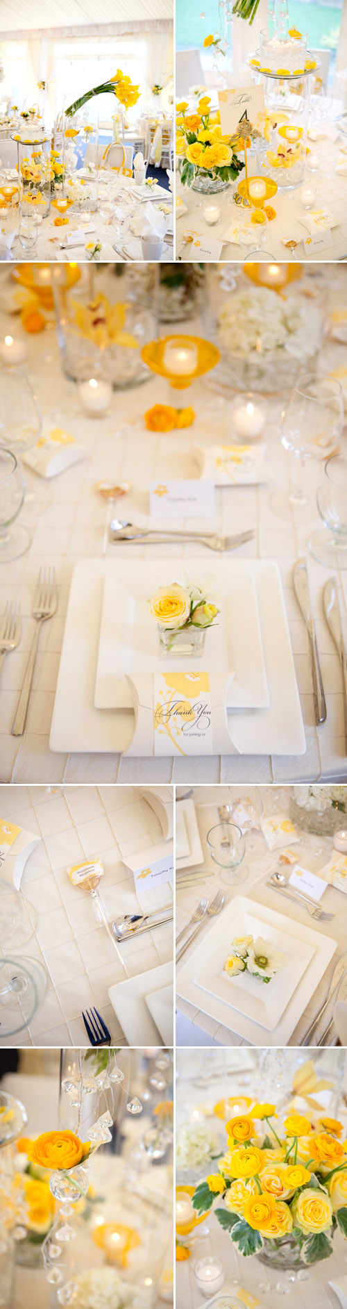 yellow and white wedding table top design from Woodmark Weddings and Fena Flowers, images by Junebug Weddings yellow and white wedding table top design from Woodmark Weddings and Fena Flowers, images by Junebug Weddings