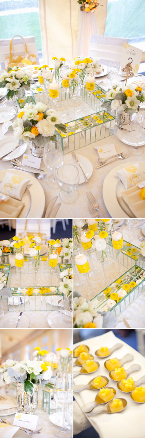 yellow and white wedding table top design from Woodmark Weddings and Fena Flowers, images by Junebug Weddings yellow and white wedding table top design from Woodmark Weddings and Fena Flowers, images by Junebug Weddings