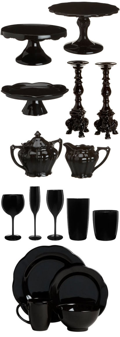 black wedding tableware and cakestands black wedding tableware and cakestands