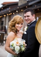 peach and gray winery wedding, photo by La Vie Photography